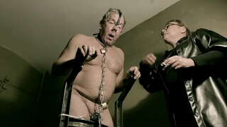 Mistress April - Black catsuit latex slave been used